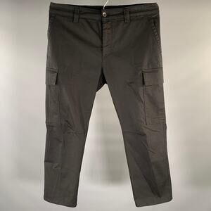 YCHAI Size 34 Black Solid Cotton Blend Cargo Casual Pants